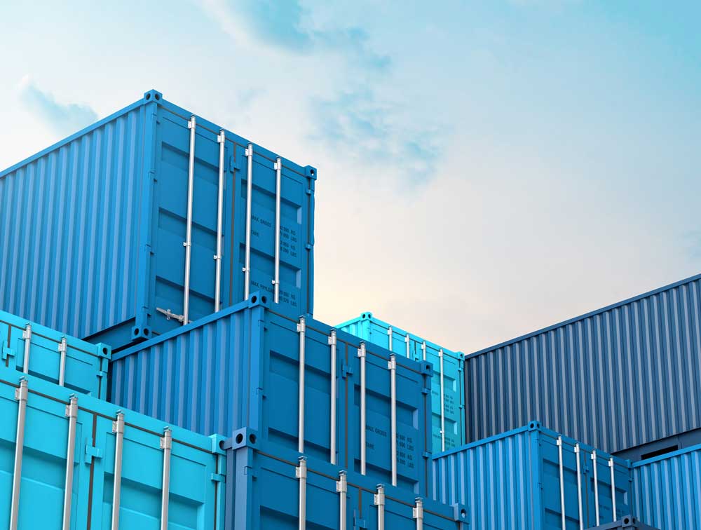 Stack of Blue Box Containers | US Dept of Defense | A James Global